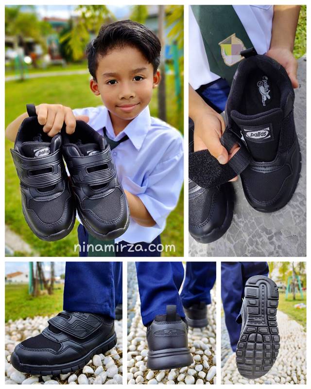 kasut sekolah hitam terbaik PALLAS sekolah rendah anak lelaki